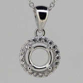 Sterling Silver Semi Mount Pendant Setting Round RD 6x6mm Halo with CZ L025P009C - Syzjewelry
